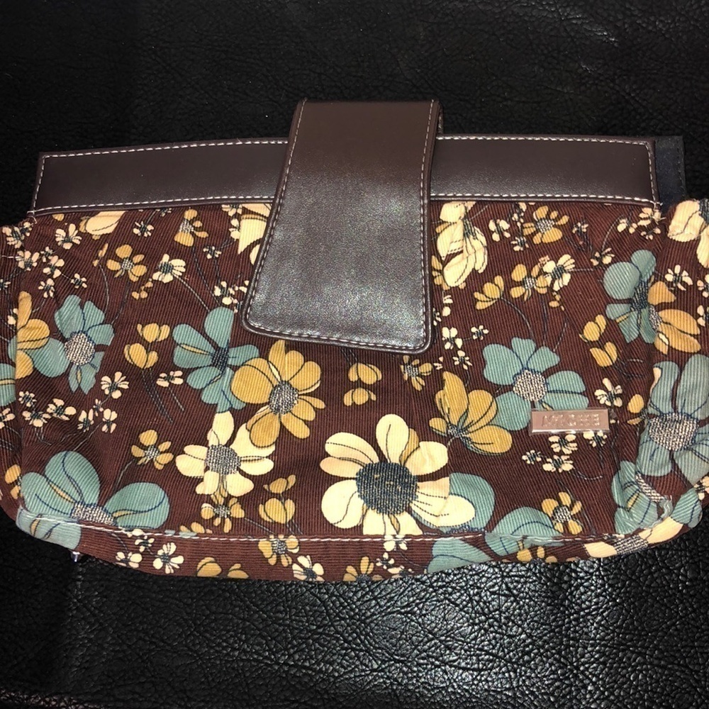 MICHE Retro Look Brown Corduroy Floral Clutch Bag NWOT